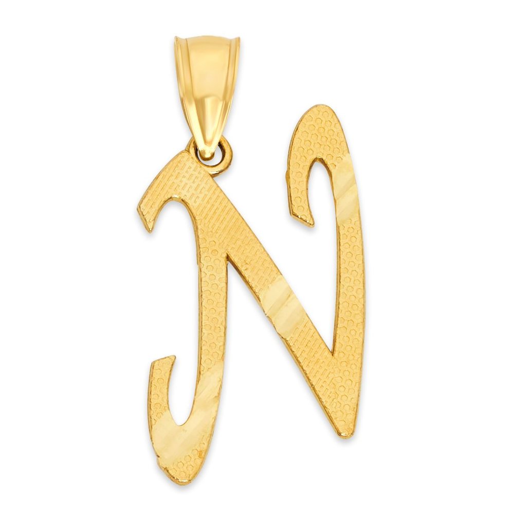 14k Solid Gold Personalized Initial Pendant - Personalized Letter Jewelry Gifts